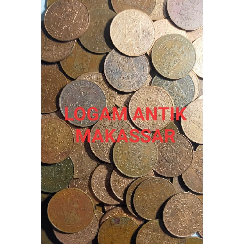 UANG KOIN KUNO / KOIN BENGGOL 1 CENT NEDERLANDSCH INDIE THN 1920 & THN 1916