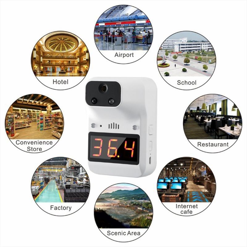 THERMOMETER ALAT UKUR SUHU TUBUH STANDING DINDING INFRARED TEMBAK KONTAKLES DIGITAL OTOMATIS PROKES