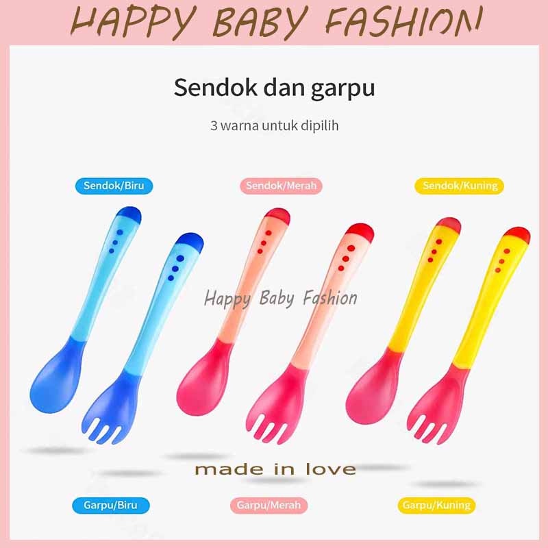 (Baru Datang ) NZ05 Sendok makan bayi / sendok garpu Sensor Panas silikon / Peralatan Makan Bayi