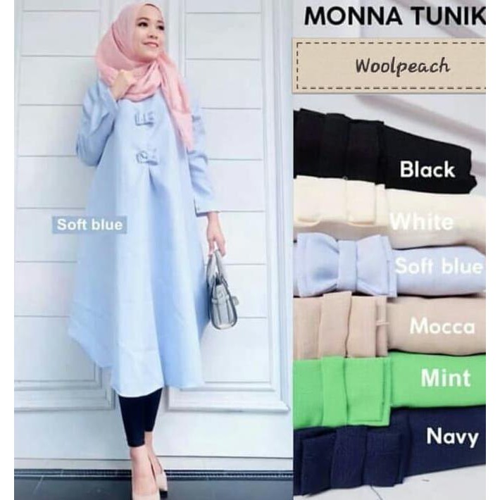 "New" Baju Atasan Wanita Tunik Baju Muslim Blus Muslim Mona - Hitam