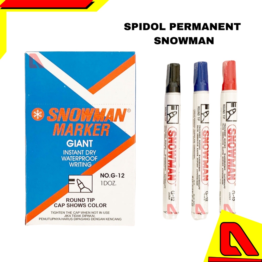 

SPIDOL PERMANENT SNOWMAN G-12 HITAM MERAH BIRU PAK
