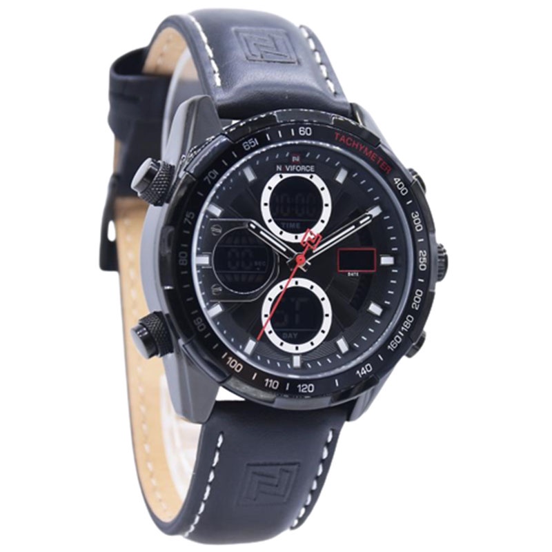 JAM TANGAN NAVIFORCE 9197 M2 KL LA MEN - KULIT - BLACK NAVIFORCE ORIGINAL 9197 JAM NAVIFORCE 9197 JA