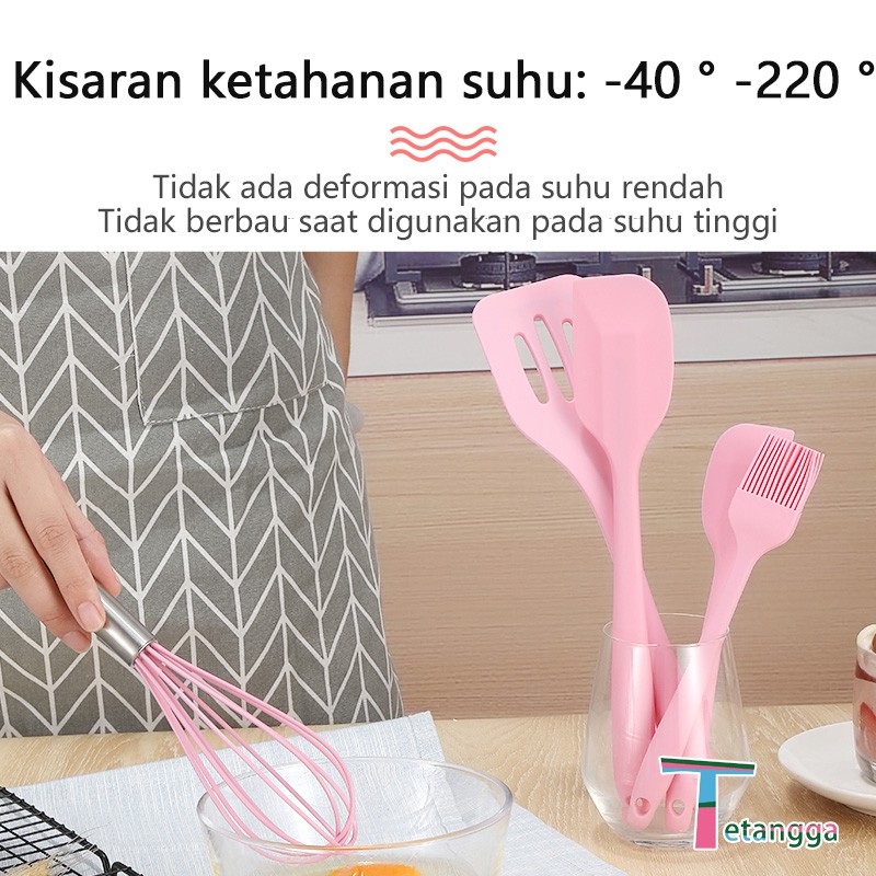 Spatula Peralatan Masak Sutil Silikon Non Stick Cooking Tools Isi 5 Pcs Kitchenware Spatula Set VS