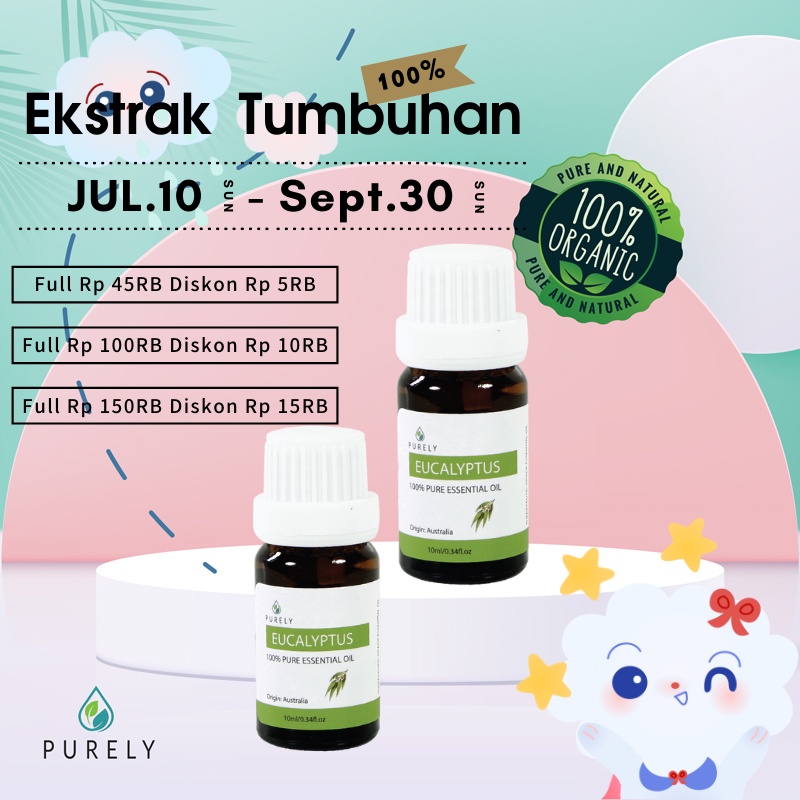 PURELY Eucalyptus essential oil dapat digunakan oleh anak-anak dan ibu hamil, Therapeutic-Grade 10ml