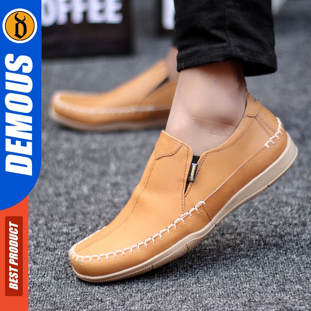 DEMOUS Divoc - Sepatu Casual Slip On Slop Pria Kulit Asli