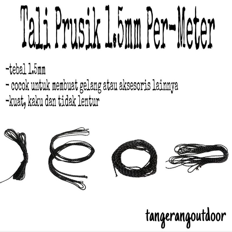 TALI PRUSIK 1,5mm TALI PERUSIK TALI MASKER TALI GELANG PER-METER