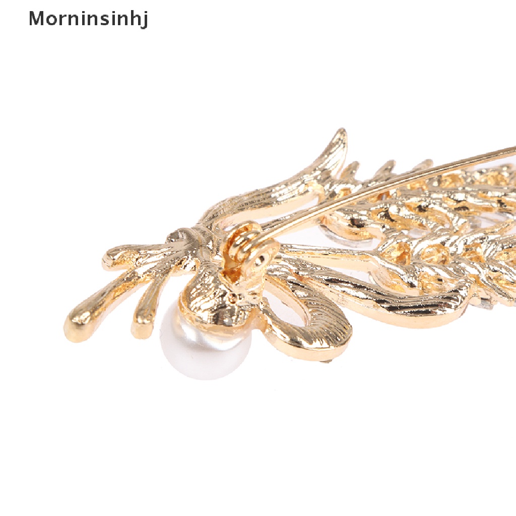 Mornin Mutiara Berlian Imitasi Ear of Wheat Bros Untuk Wanita Baroque Trendy Elegan Brooch Pin id