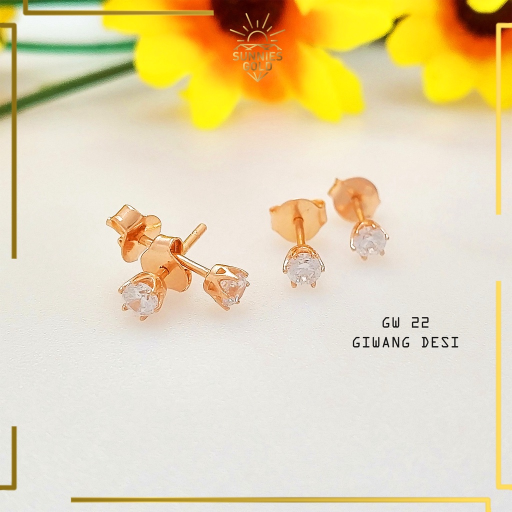 GIWANG ANTING DESI EMAS ASLI KADAR 300 6KARAT ANTING TUSUK ANTING DESI MINI SETENGAH GRAM TERLARIS -