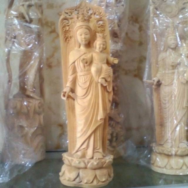 Patung Bunda Maria (Bunda Yesus) Kayu Cendana Asli Harum & Wangi 3