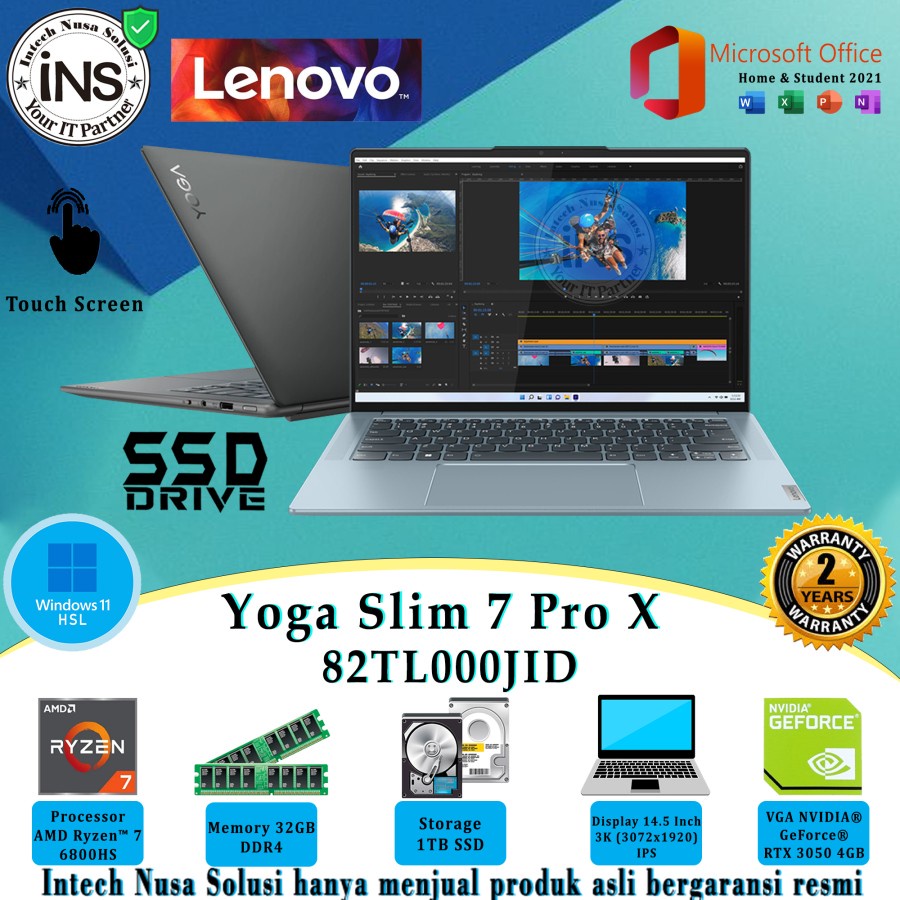 Lenovo Yoga Slim 7 Pro X 0JID Ryzen 7 6800HS 32GB 1TB SSD VGA WIN11HSL OHS 21 2YR
