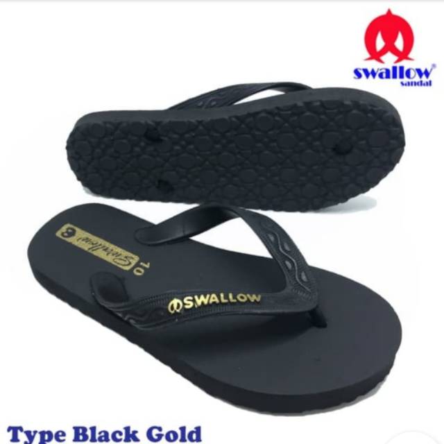 Sandal jepit Swallow hitam / sandal japit murah Savilo black Gold