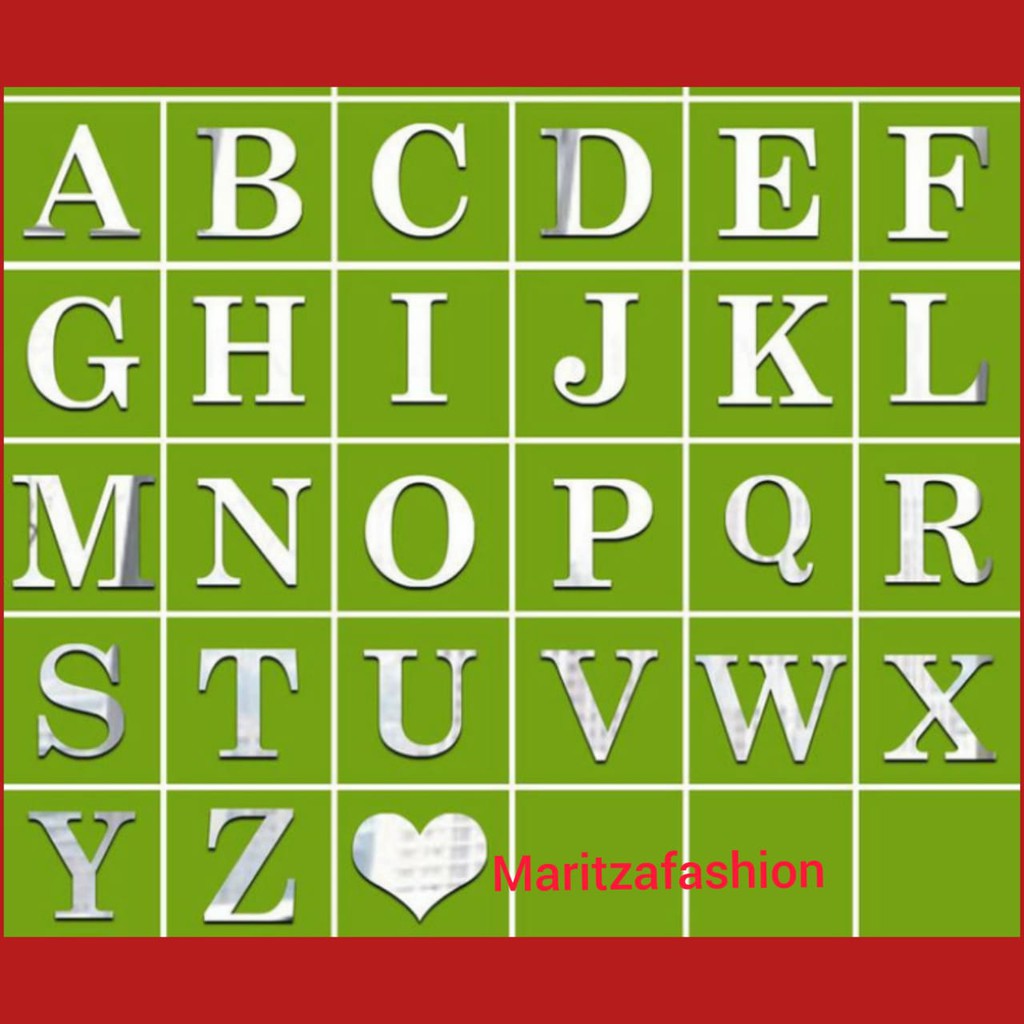 STIKER DINDING 3D DIY Model Cermin Dengan Bahan Akrilik 26 Huruf Stiker Abjad