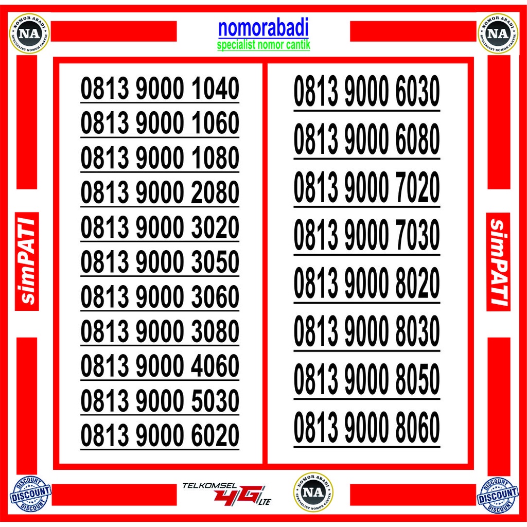 nomor cantik simpati 9000 h350