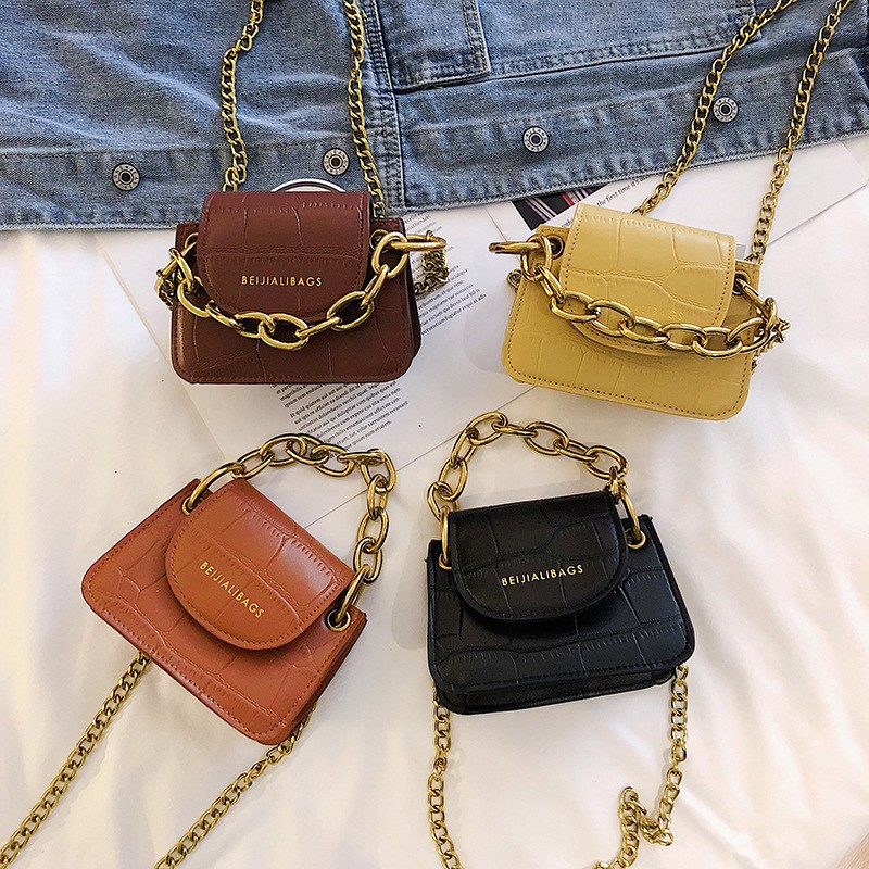 TAS WANITA KECIL RANTAI GOLD KULIT THALE PESTA SELEMPANG IMPORT KOREA MURAH FASHION BATAM KEKINIAN