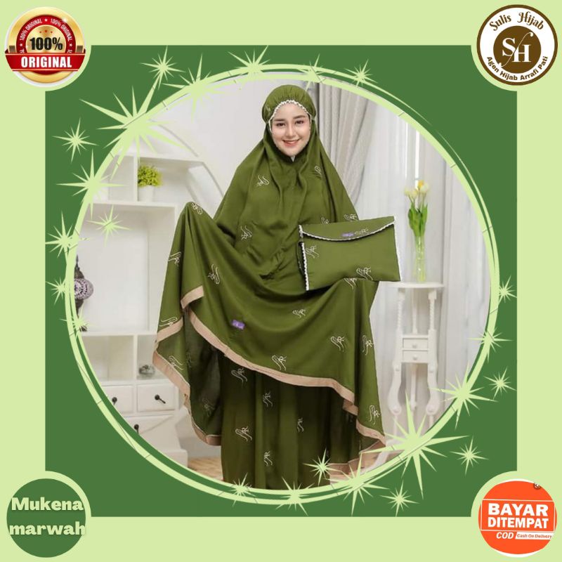 mukena mukenah rukuh alat perlengkpan sholat wanita dewasa potongan katun bordir renda marwah arrafi