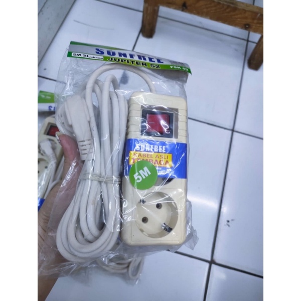 Stop kontak Merk Sunfree kabel 5meter/ stop kontak merk Sunfree SNI