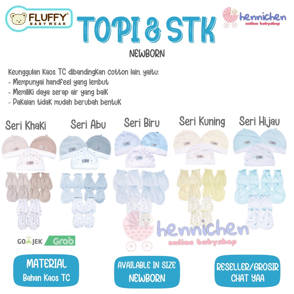 FLUFFY Topi Emen / TOPI KUNCUNG / STK Newborn topi anak topi bayi sarung tangan bayi NEWBORN (1 PCS)