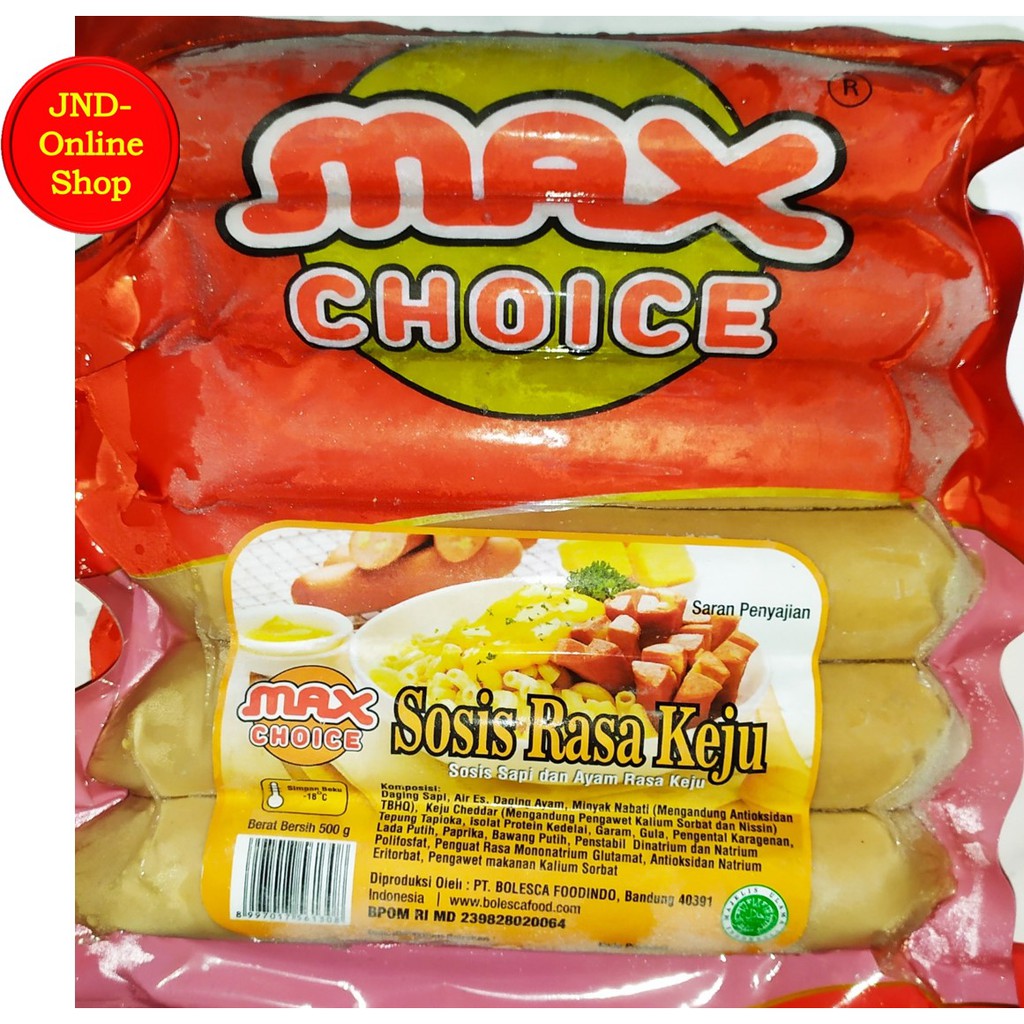 Sosis Sapi Rasa Keju, merek Max Choice uk 500 gr