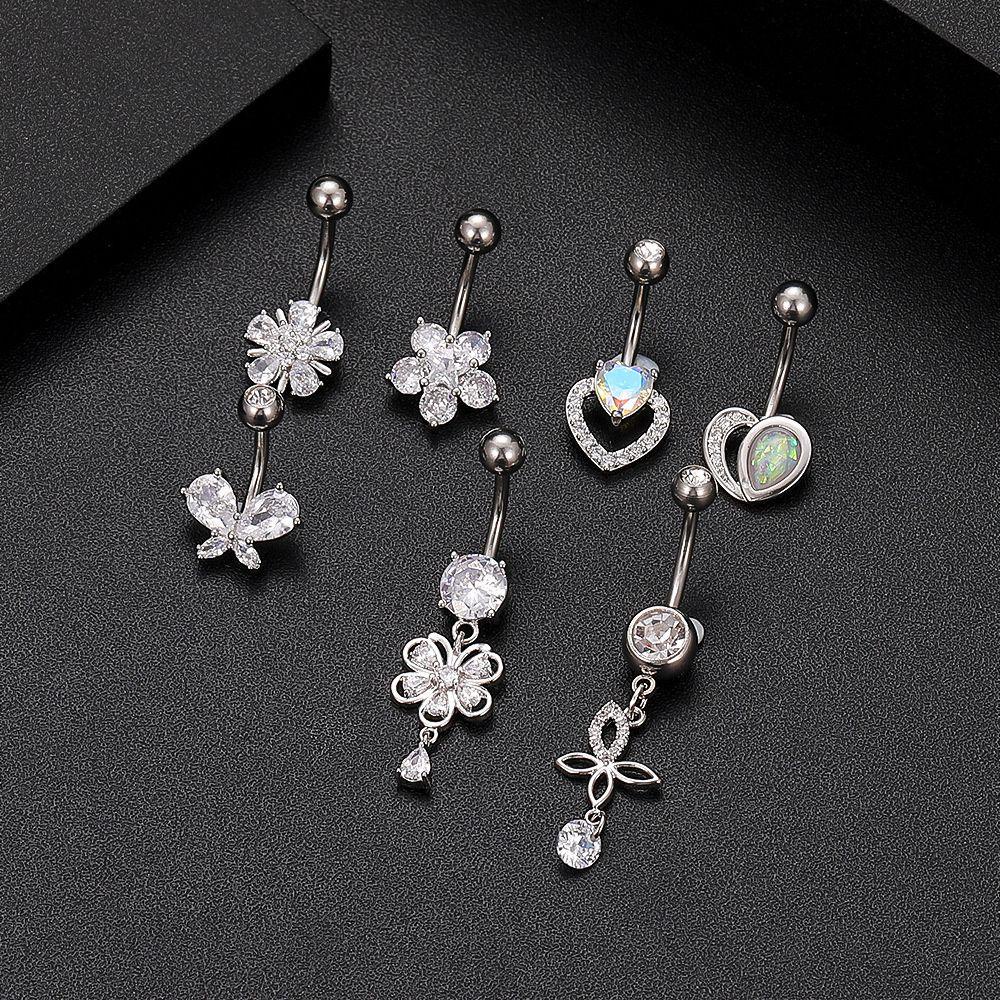 WONDER Belly Button Ring Wanita Surgical Steel Crystal Navel Rings