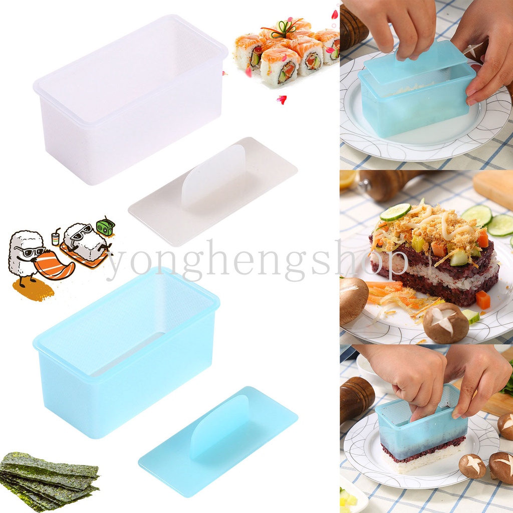 Cetakan Sushi / Onigiri / Bola Nasi / Bento Bentuk Persegi Panjang Multi layer Gaya Jepang DIY