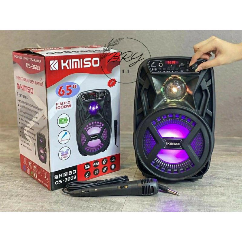 bry11 - Speaker BT  6,5 inch QS-3603 + MIC / Portable Wireless Party SUPER DUPER BASS