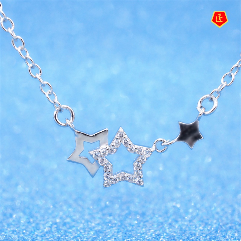 [Ready Stock]Five-Pointed Star Diamond-Studded Necklace Female Korean Simple and Sweet