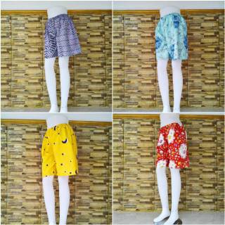 Nona fashion  celana  kulot  katun motif celana  pendek 