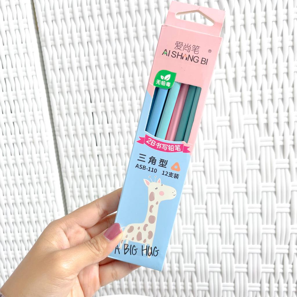 PENSIL 2B MURAH MODEL AISHING WARNA PASTEL PENSIL KAYU READY 3 VARIANT WARNA BIRU PINK TOSCA BISA GROSIR COD