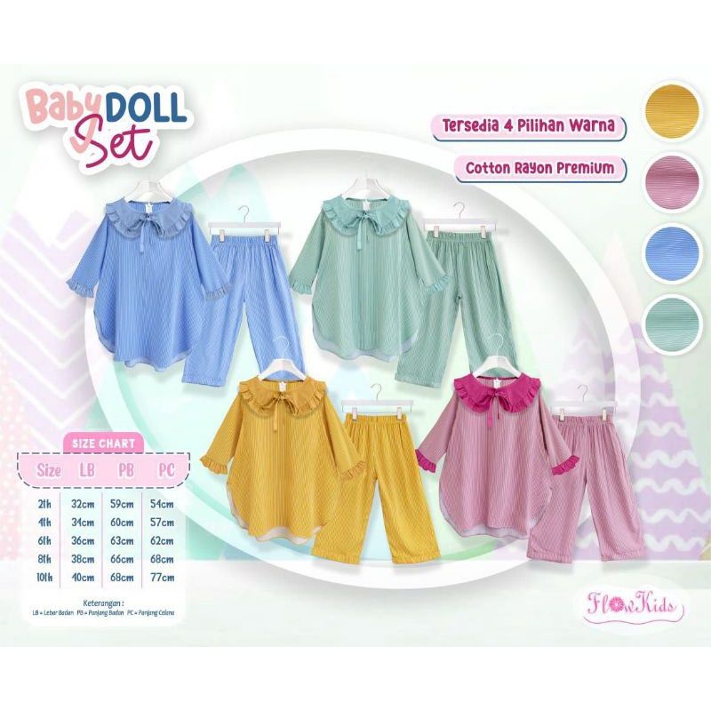 BABYDOLL SET by FLOWKIDS / Setelan Anak Perempuan Usia 2-10 Tahun
