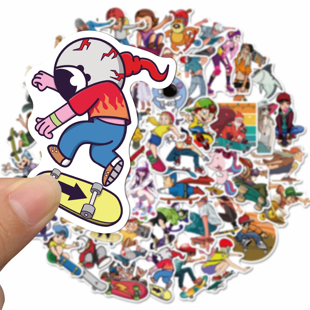 50 Pcs Stiker Motif Kartun Tahan Air Untuk Dekorasi Laptop / Skateboard