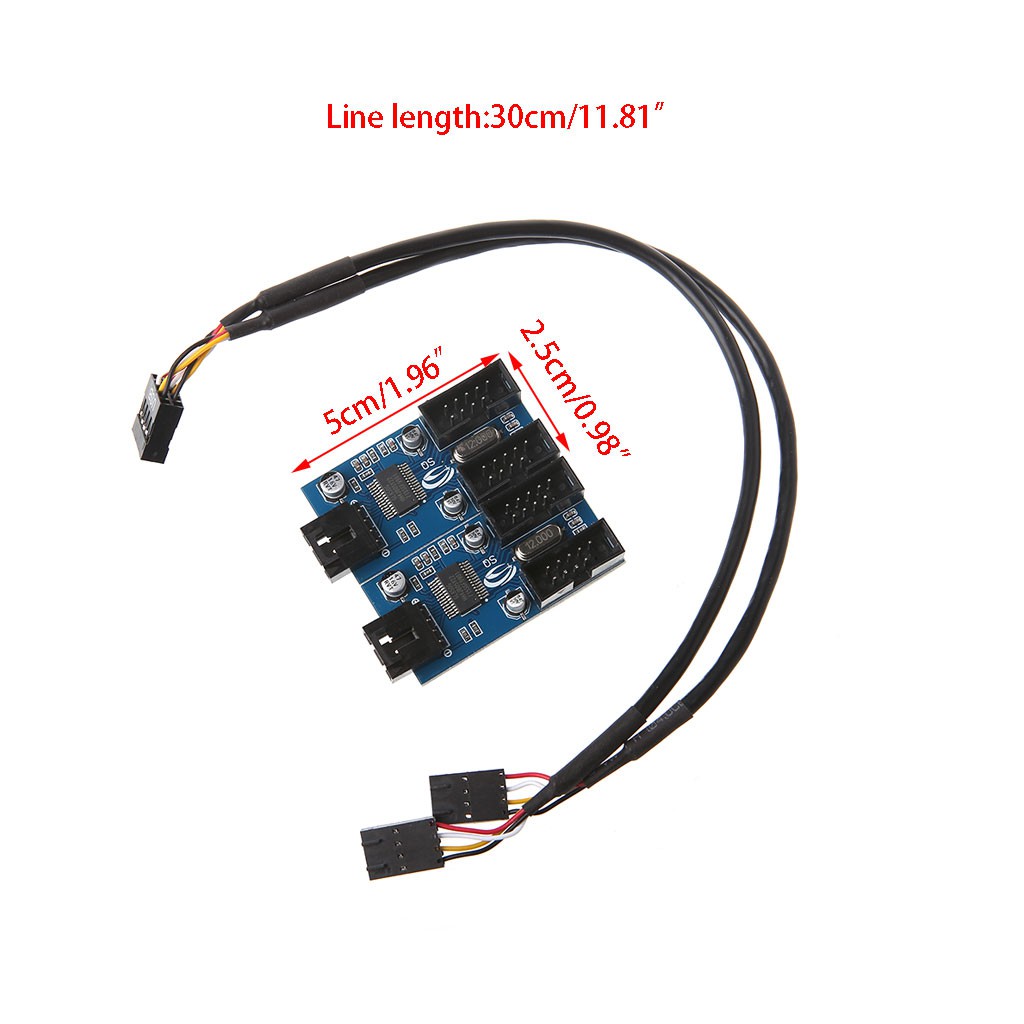 PC Case Internal 9-Pin USB 2.0 Male 1 To 4 Female Splitter PCB Chipset Extender