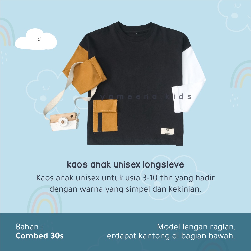 Yameena Kids T Shirt Pakaian Baju Kaos Anak Laki Laki Dan Perempuan Unisex Longsleve Bahan Cotton Combed Premium By Yameenakids