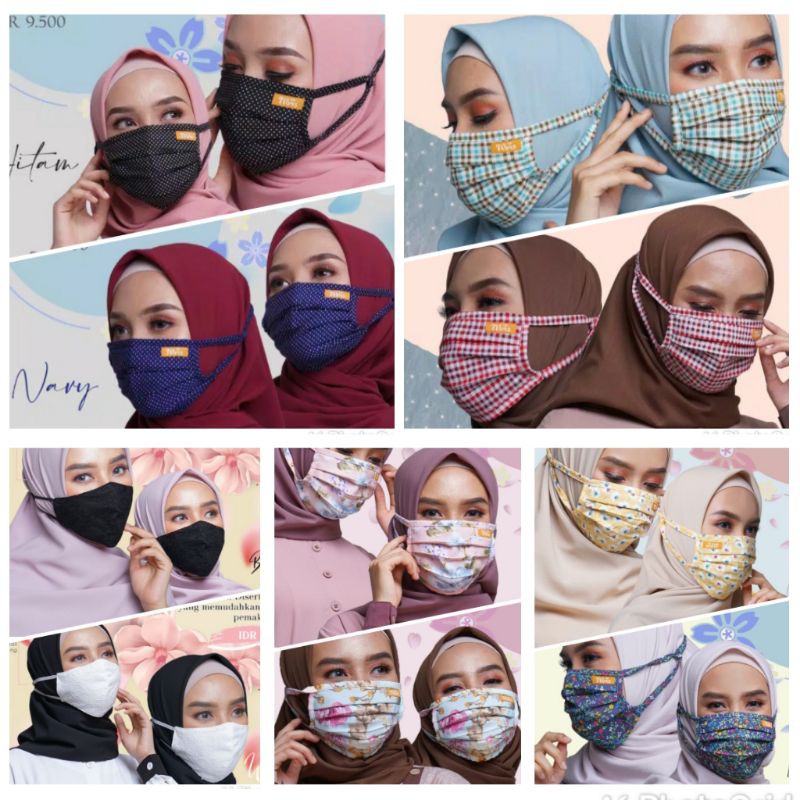 MASKER KAIN 2 LYR TALI FULL KARET BY NIBRAS || MASKER HIJAB BY NIBRAS || MASKER LUBI DEWASA & ANAK2
