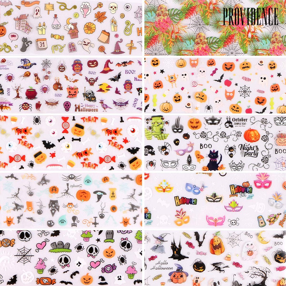 Providence 10 Sheets Halloween Star Sky Nail Art Foil Transfer Sticker Shiny Manicure Decor