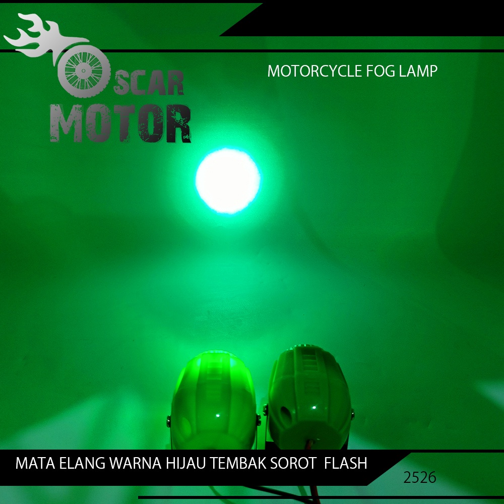 Lampu LED Mata Elang Strobo Mode Eagle Eye WATERPROOFT SEN FLASH GREEN motor