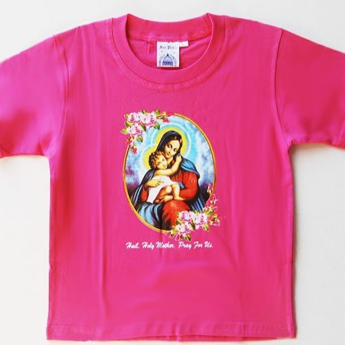 Kaos Oblong Katun Anak Katolik Gambar Sablon Bunda Maria Fatima AS 4 Sekolah Minggu Katolik Semarang