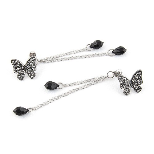 Anting Gantung Panjang Model Kupu-Kupu Bahan Alloy Gaya Vintage Untuk Wanita Butterfly