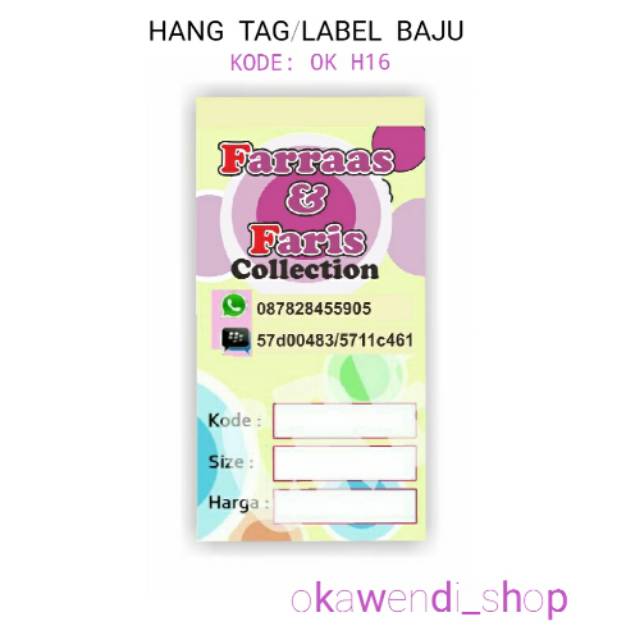 

HANG TAG/LABEL BAJU/PRICE TAG/LABEL HARGA Kode: OK H16