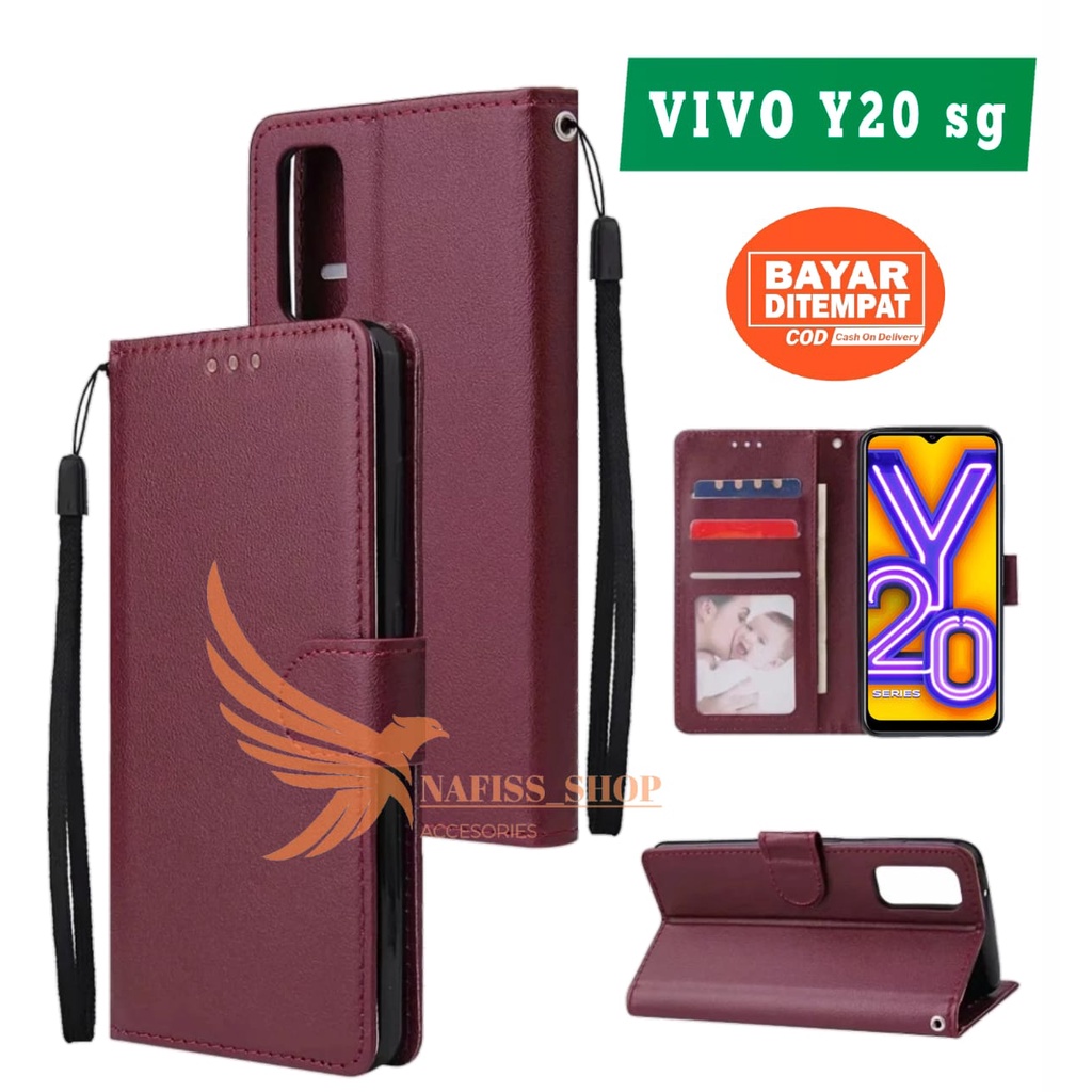 Case Flip Vivo Y20 2021 flip wallet case standing flip Leather cover Handphone
