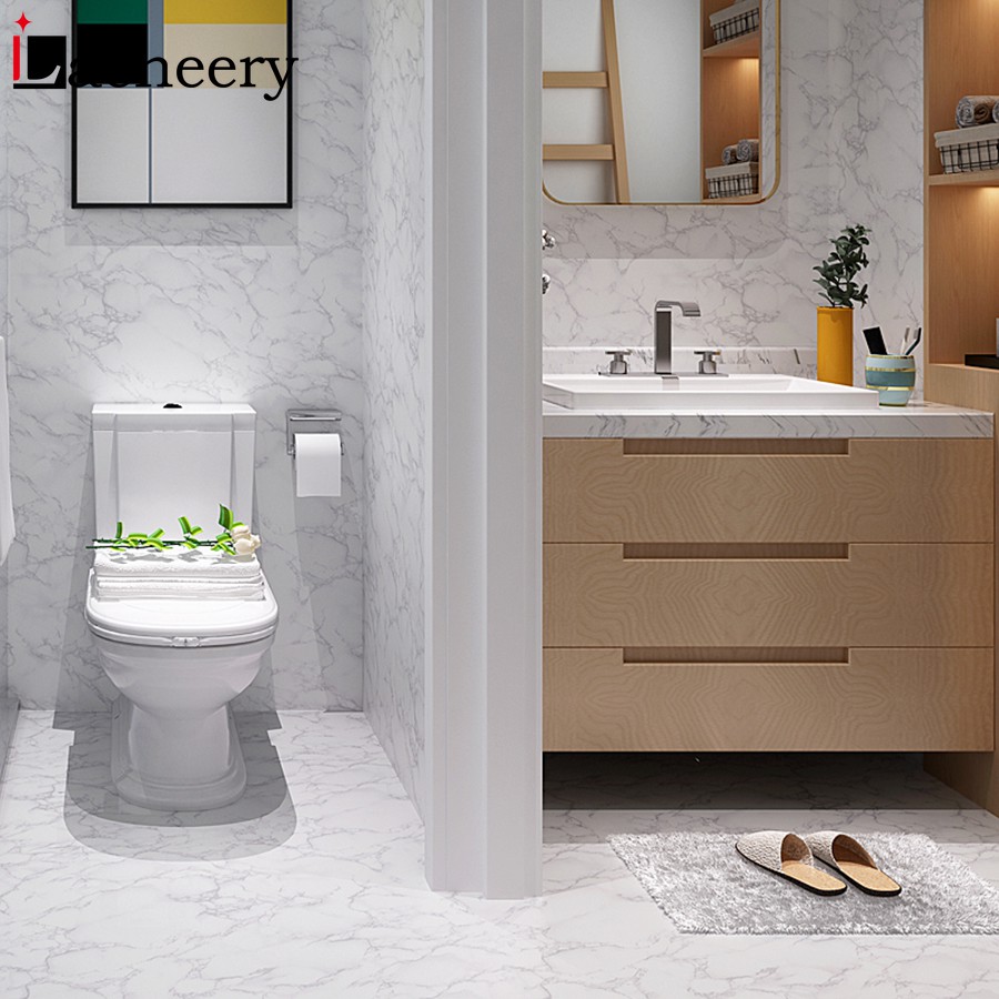 Modern Simple Marble Wallpaper Pvc Waterproof Bathroom Wall Decor Kitchen Countertop Stickers Shopee Indonesia