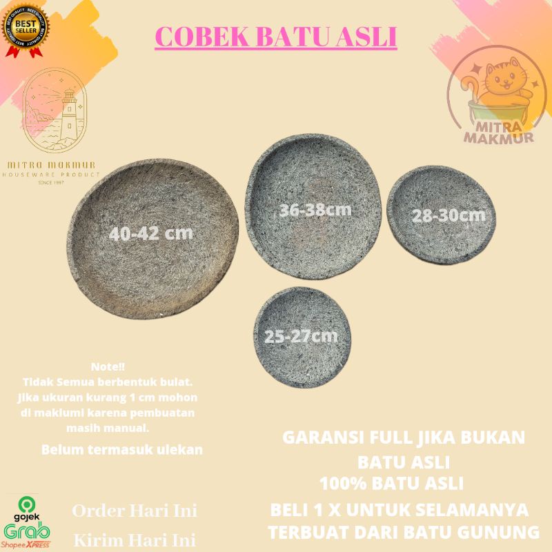 HOT!! COBEK BATU ASLI UKURAN 25-43 CM