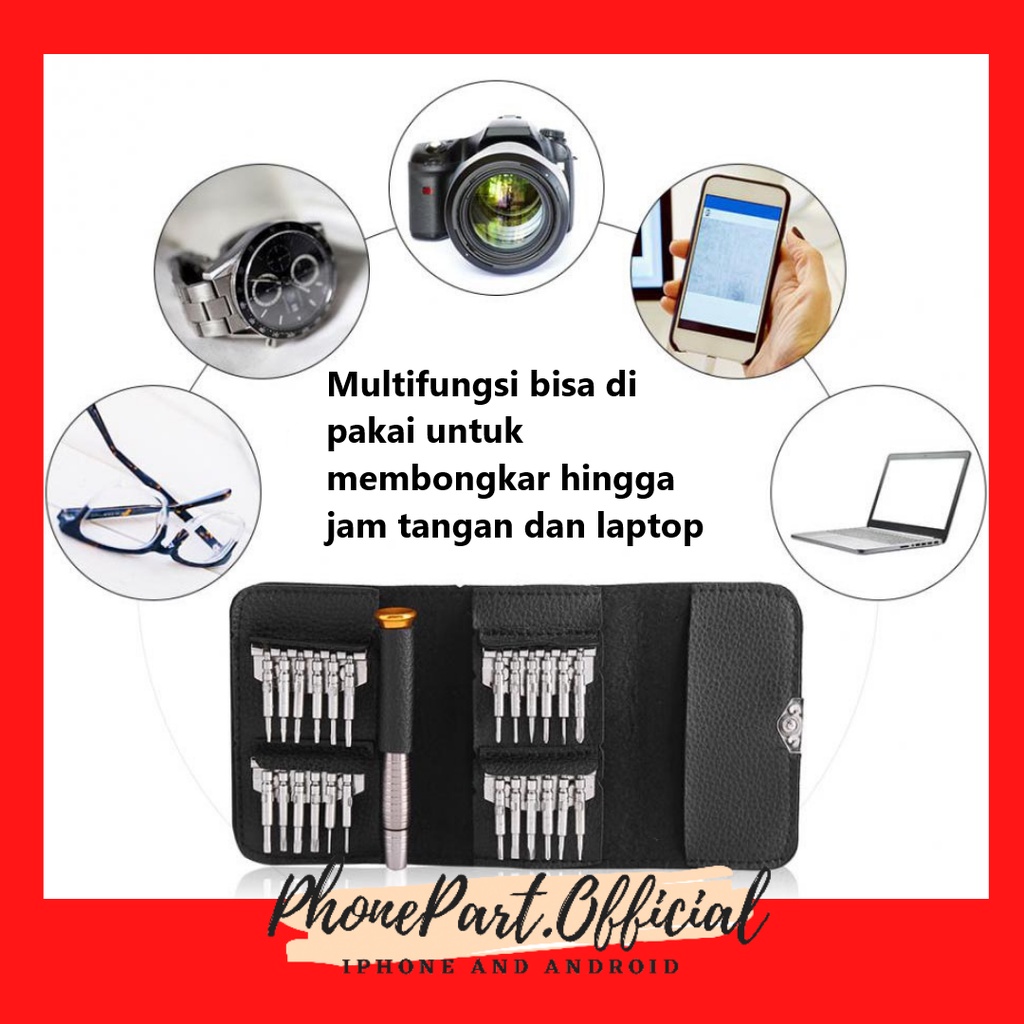 Obeng HP Alat Bongkar Service Smartphone 24 in 1 Model Pocket Reparasi Jam Tangan Laptop