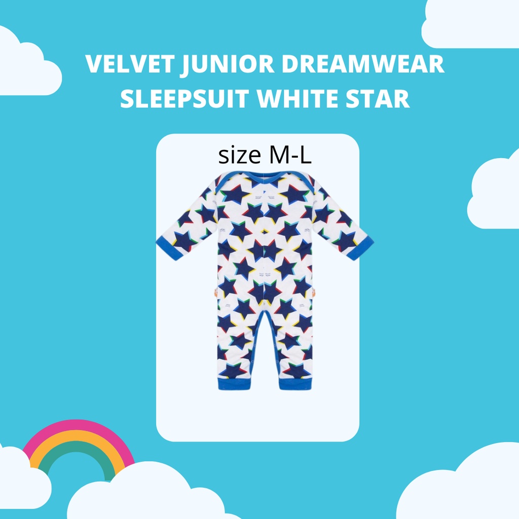 WHITE STAR size S / M / L Velvet Sleepsuit Model Kaki Terbuka Velvet Junior alt vv baju kodok