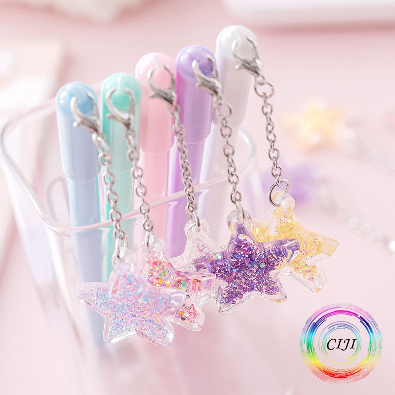 CIJI Pulpen Gel 0.5mm Dengan Berbagai Macam Motif Gantung Lucu dan Unik [1pcs Kirim Random]-Bintang