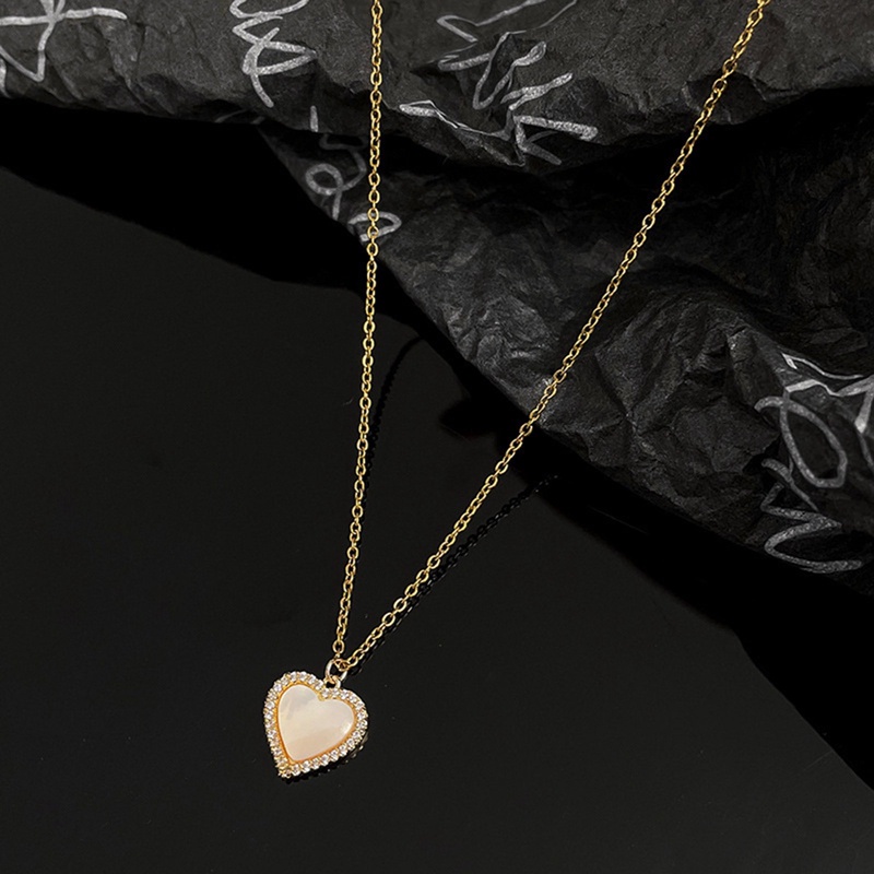Kalung Rantai Liontin Opal Bentuk Hati Lapis Emas 14k Untuk Wanita