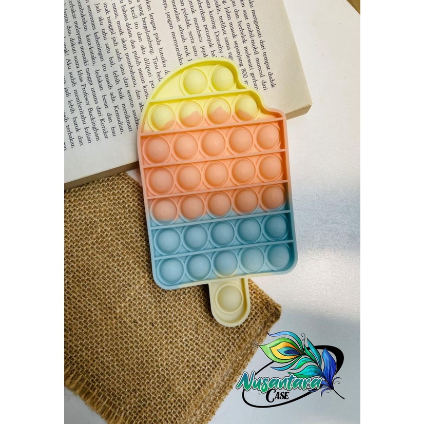 pop it fidget push bubble toys gelembung 3d rainbow pelangi karakter mainan anak NC7433-ES KRIM STIK