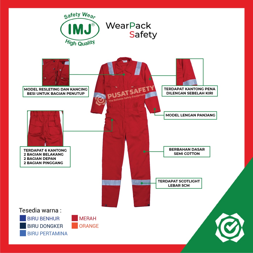 Wearpack Safety Coverall Proyek Terusan Semi Cotton Katun IMJ