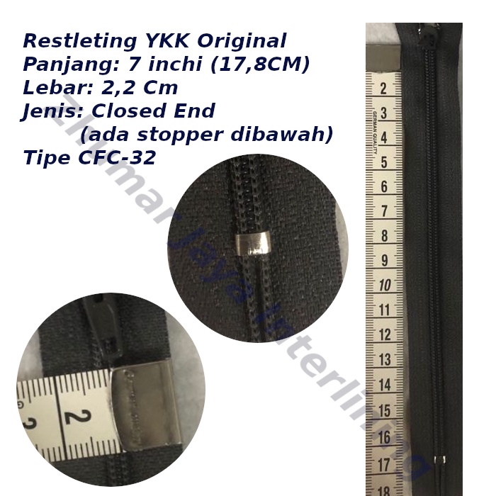 Restleting sleting Zipper YKK Original 7 inchi 17 CM