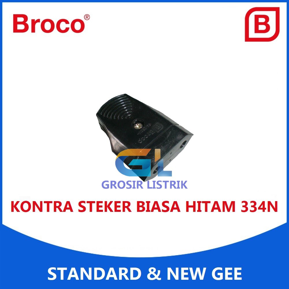 Broco Kontra Steker Biasa Hitam 334N Colokan Female Gepeng 334LN Original Grosir Promo Murah