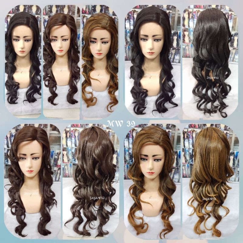 Wig Curly Panjang Tanpa Poni Rambut Palsu Model Keriting Panjang